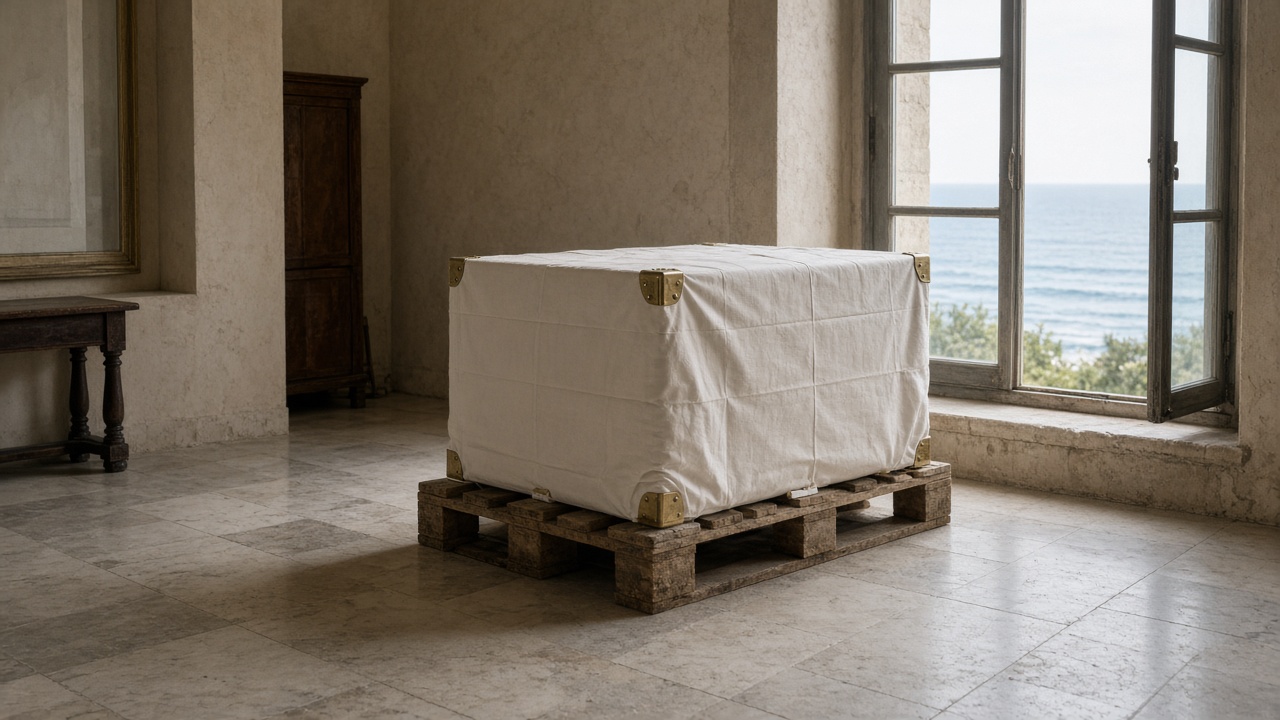 A crate by a bright window